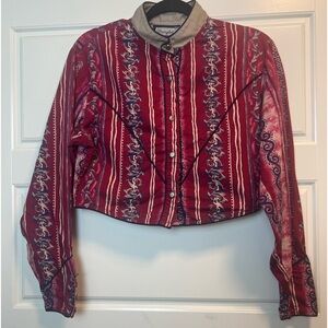 Wrangler Blues Long Sleeve Crop Top Vintage Button Down
